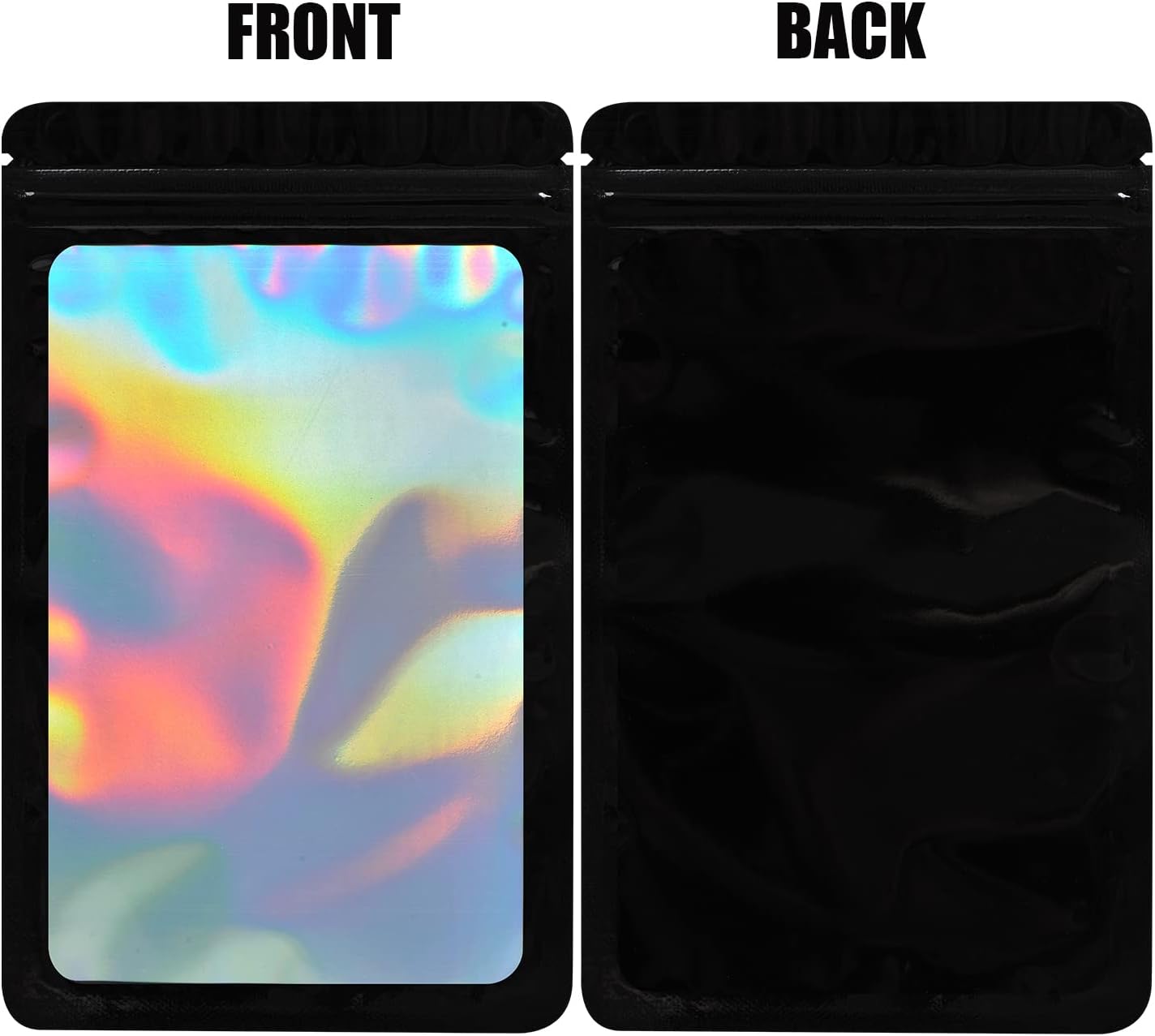 EONJOE 100-Pack 4×6 Inch Mylar Bags Resealable Holographic Packaging Bag Jewelry Candy Sample Food Treat Party Favor Small Bussiness Bags,Black - Image 4
