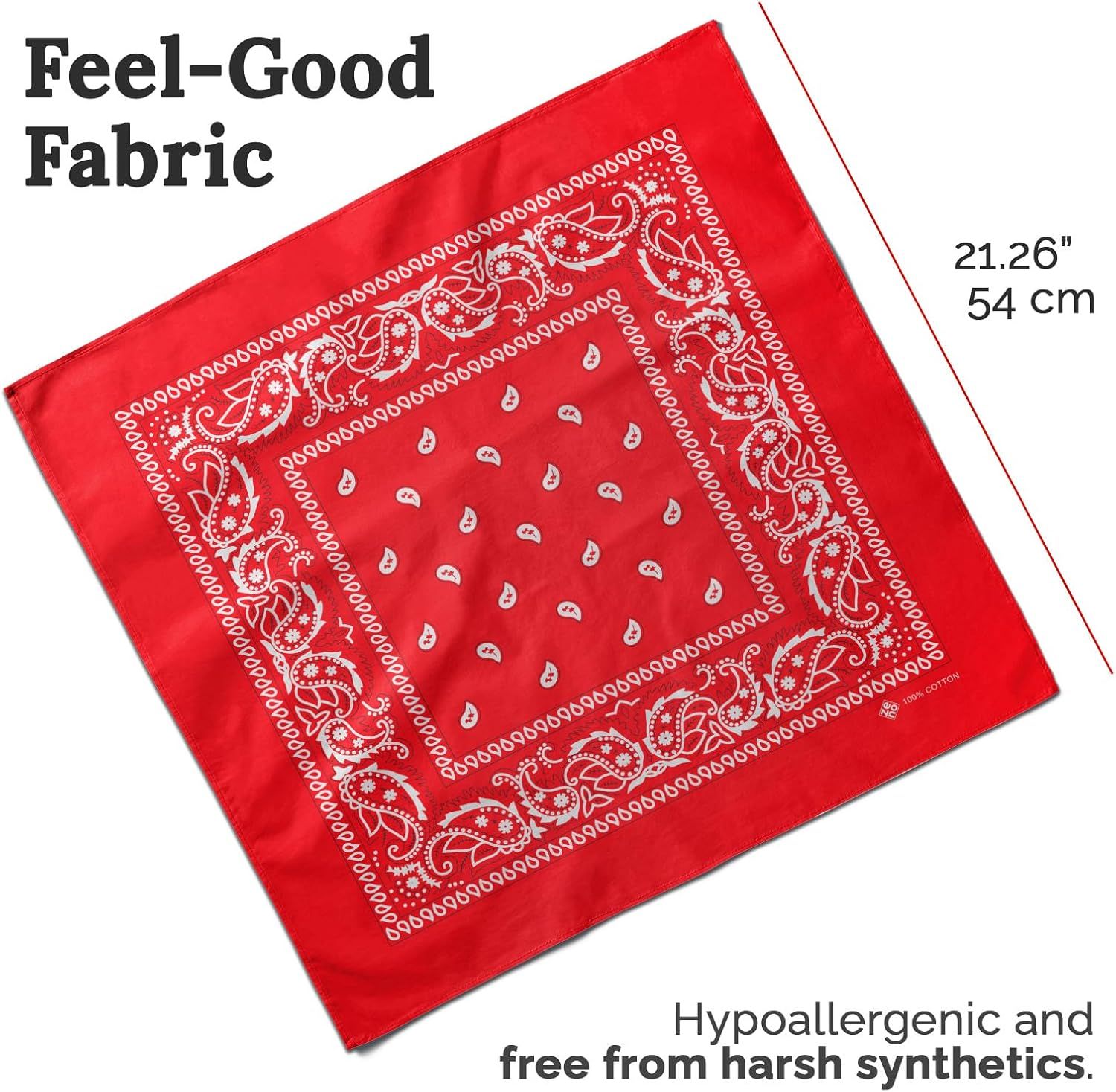 100% Cotton & Natural Fibers Bandana Scarf - Soft, Durable, Machine Washable – Unisex for Men & Women - 10 Pack - Image 2