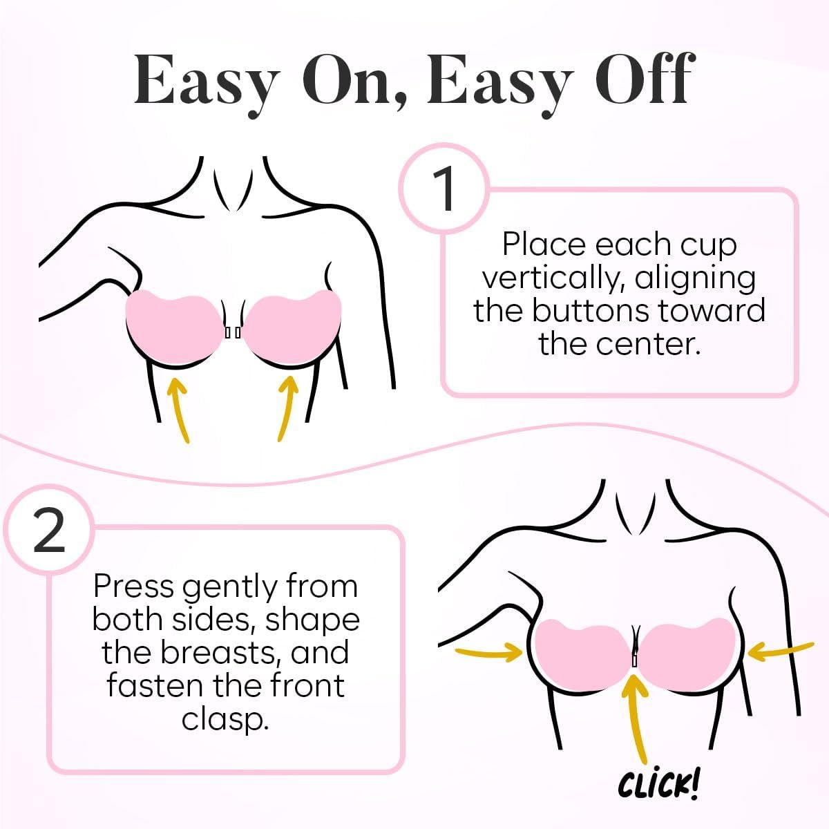 Sticky Bra Push Up – Backless, 2 Pair Invisible Adhesive Strapless Bra with Clip - A-D Cup - Image 4
