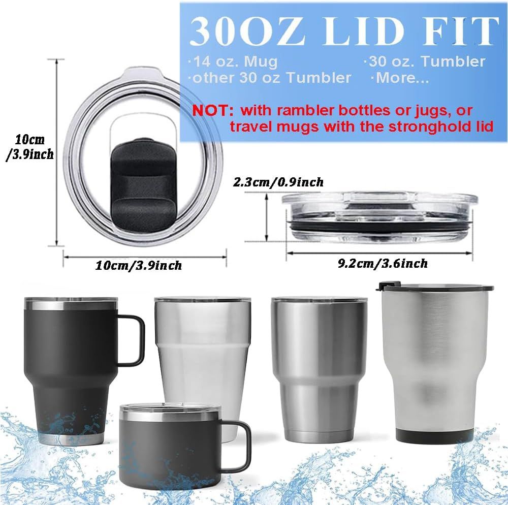 2Pcs 30oz Replacement Yeti Tumbler Lids, Only for Yeti 30 oz Tumbler, 14 oz Mug, with Strong Magnetic Slider Switch, Good Spill Proof Effect Coffee Cup Travel Cover Lids, BPA Free - Image 2