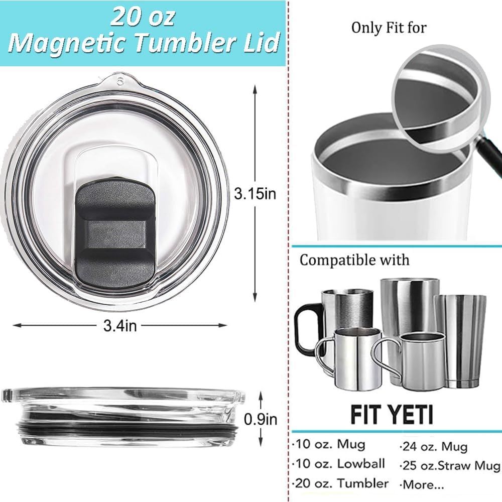 Replacement Tumbler Lids 3 Pack for YETI 20 oz & 10/24 oz Mugs Straw– Magnetic Slider Spill Leak-Resistant Travel Cup Covers, Universal BPA-Free Coffee Cup Fit for Ozark Trail & RTIC Hot & Cold Drinks - Image 2