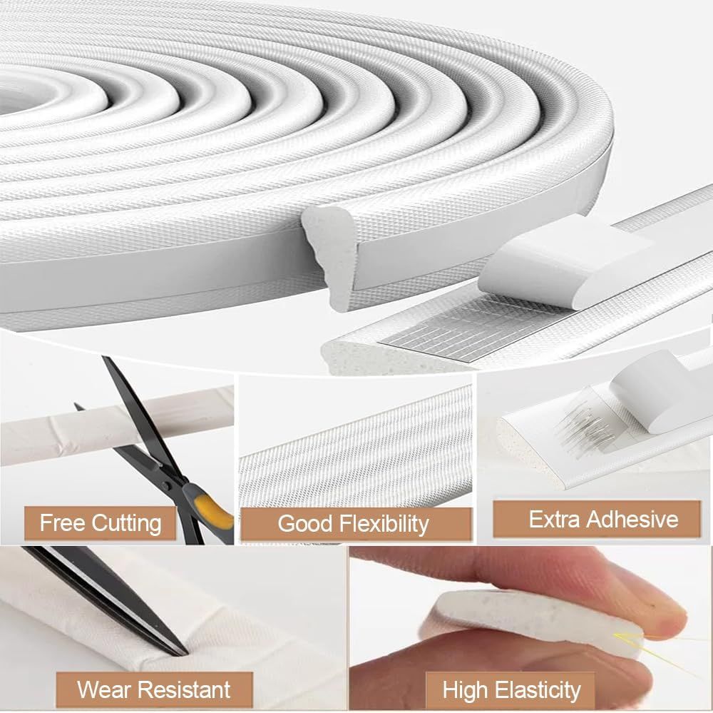 118” Wedge-Shape Foam Window Weather Stripping Door Seal Strip,Soundproofing Frame Winter Insulation Tape for Exterior Front Door,Noise Cancelling Window Inserts,Door Gap Filler Light Blocker,White - Image 4
