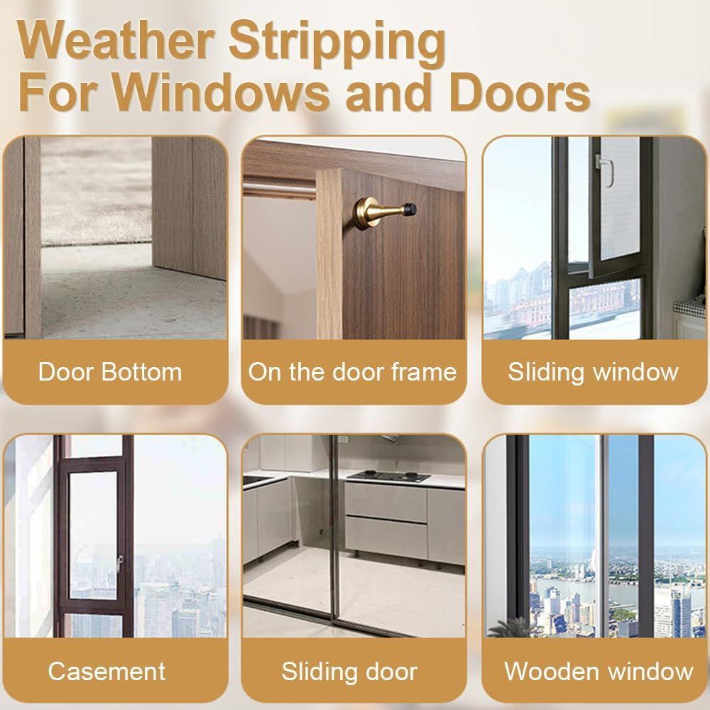 118” Wedge-Shape Foam Window Weather Stripping Door Seal Strip,Soundproofing Frame Winter Insulation Tape for Exterior Front Door,Noise Cancelling Window Inserts,Door Gap Filler Light Blocker,White - Image 5