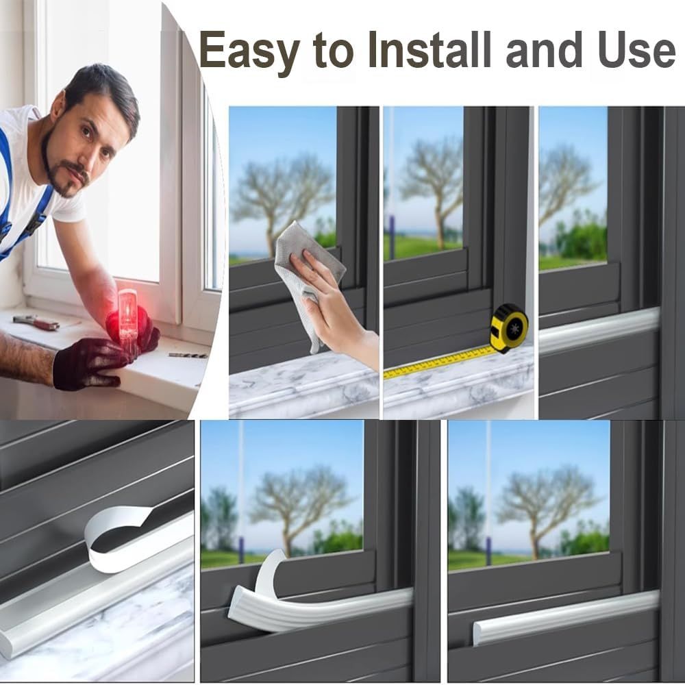 118” Wedge-Shape Foam Window Weather Stripping Door Seal Strip,Soundproofing Frame Winter Insulation Tape for Exterior Front Door,Noise Cancelling Window Inserts,Door Gap Filler Light Blocker,White - Image 8