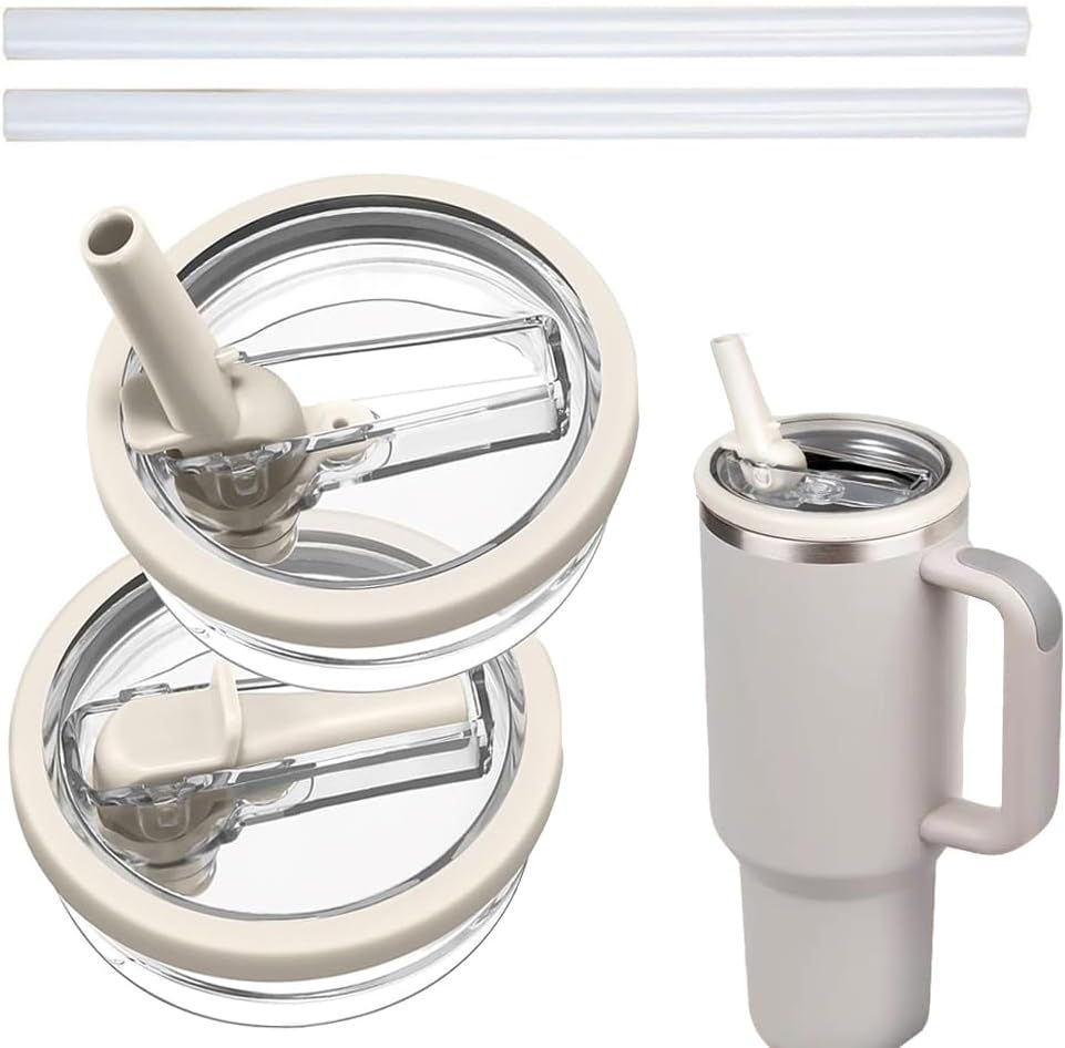 2 Pack 40oz LeakProof Tumbler Flip Straw StanleyLid Replacement Tumbler Quencher, Leak Proof Splash Resistant Tumbler Cover, Reusable 40oz Stanley Cup Accessories Replace Leaking Stanley Lids - Image 1