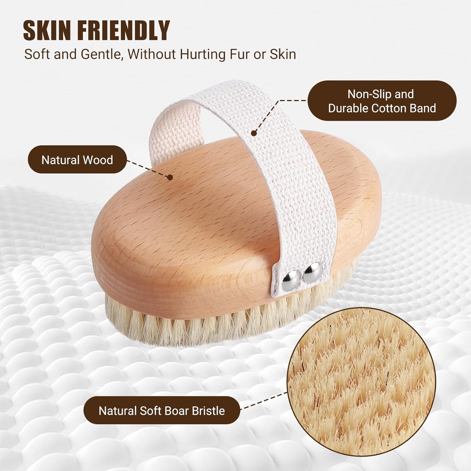 Soft Boar Bristle Pet Palm Brush for Short Haired Dogs and Cats with Band, Reduce Shedding, Ergonomic Dog Brush, Easy to Hold and Reduces Stress On Your Wrist | Ideal for Daily Grooming - Image 4