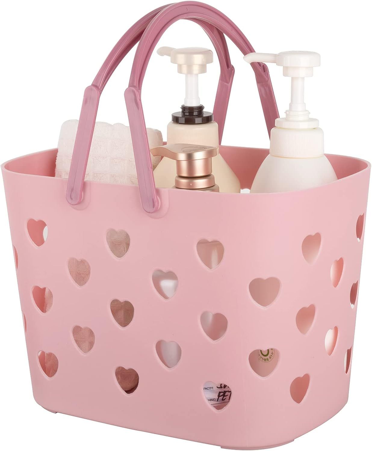 Portable Shower Caddy Tote Plastic Storage Basket with Handle Box Organizer Bin for Bathroom, Pantry, Kitchen, College Dorm, Garage - Pink - Image 1