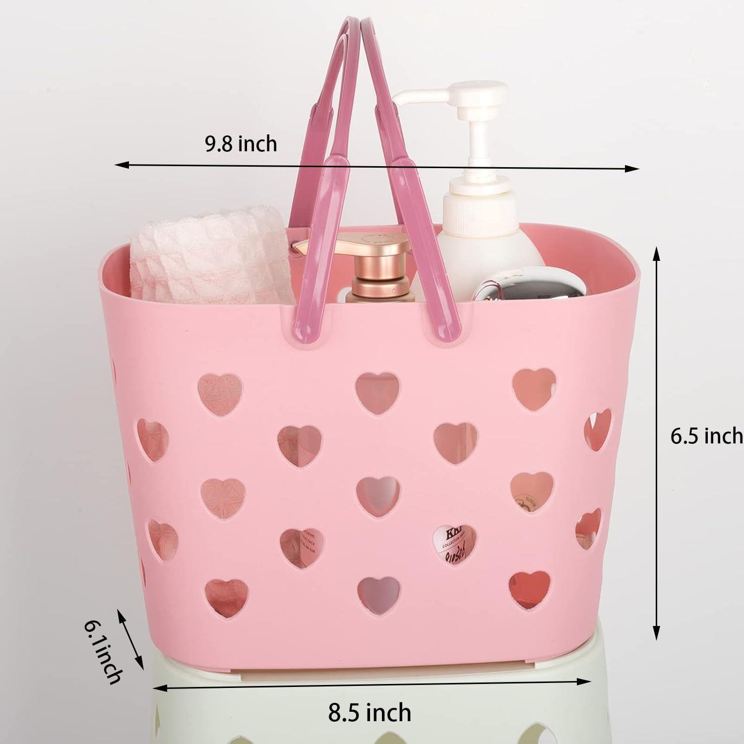 Portable Shower Caddy Tote Plastic Storage Basket with Handle Box Organizer Bin for Bathroom, Pantry, Kitchen, College Dorm, Garage - Pink - Image 2