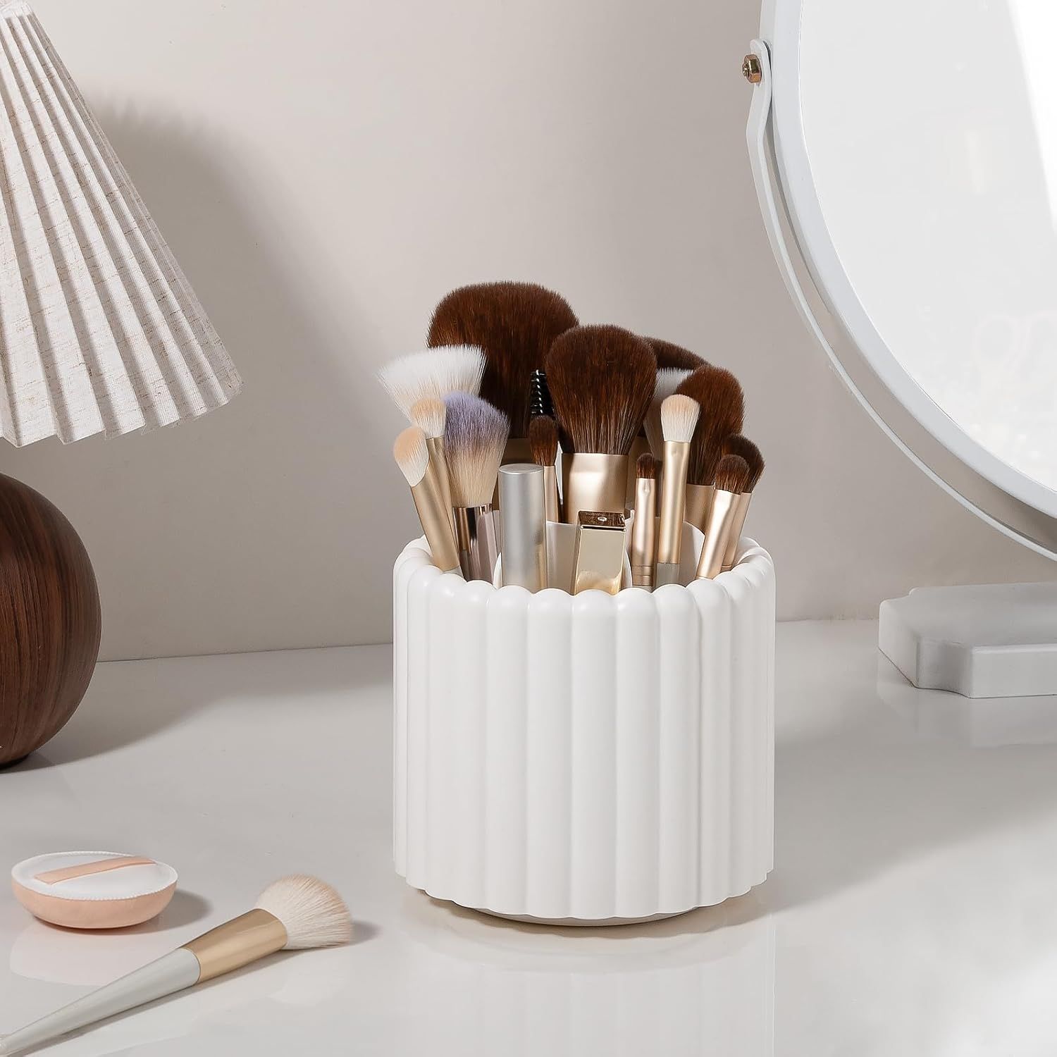 360° Rotating Pen Holder 7 Slots Desk Organizer Removable Pencil Cup Plastic Art Supplies and Accessories Desktop Storage Box Caddy for Office, School, Home (White) - Image 7