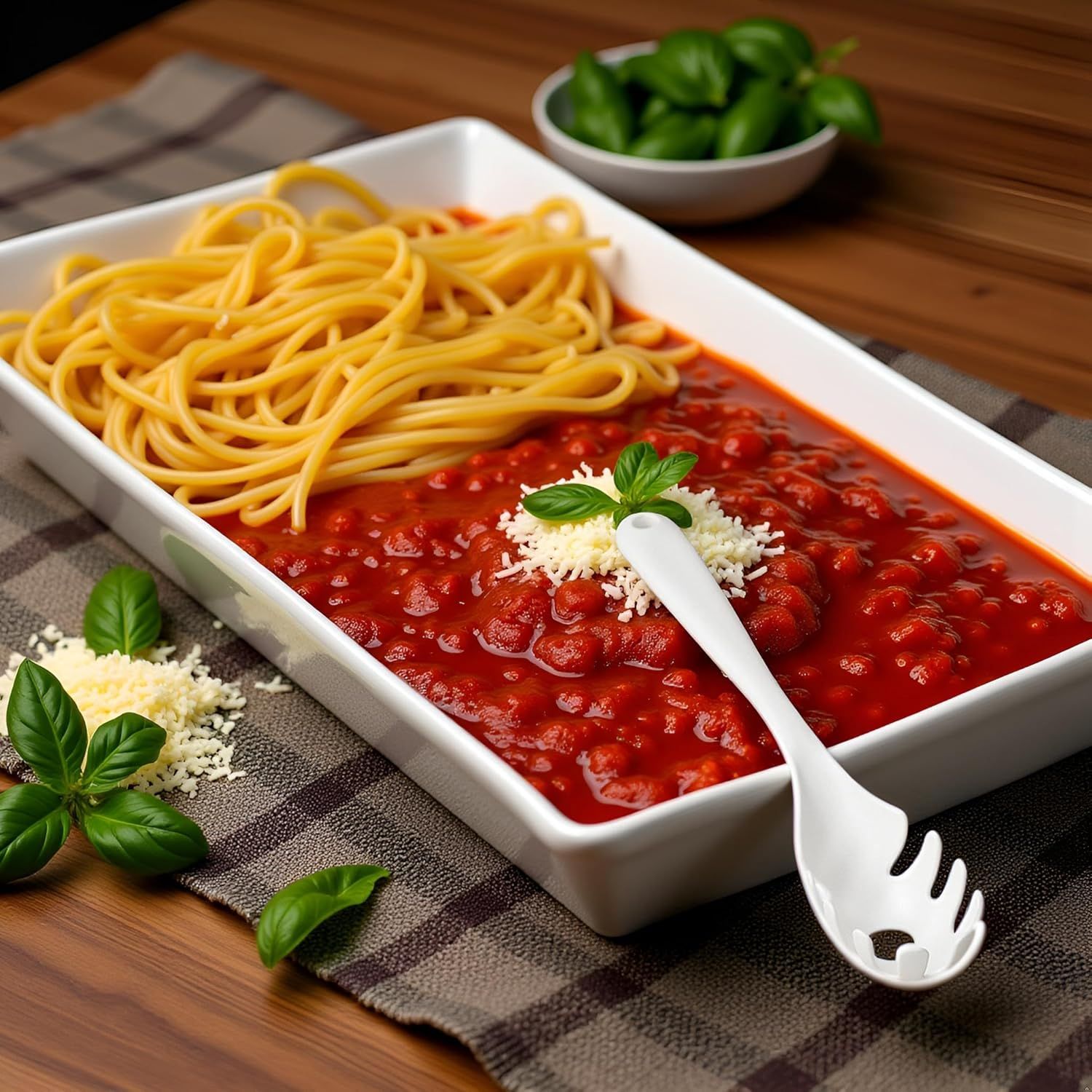 1 Pc White Pasta Fork - Teeth Spaghetti Spoon, Kitchen Noodle Fork Spoon, Spaghetti Fork Server - Image 7