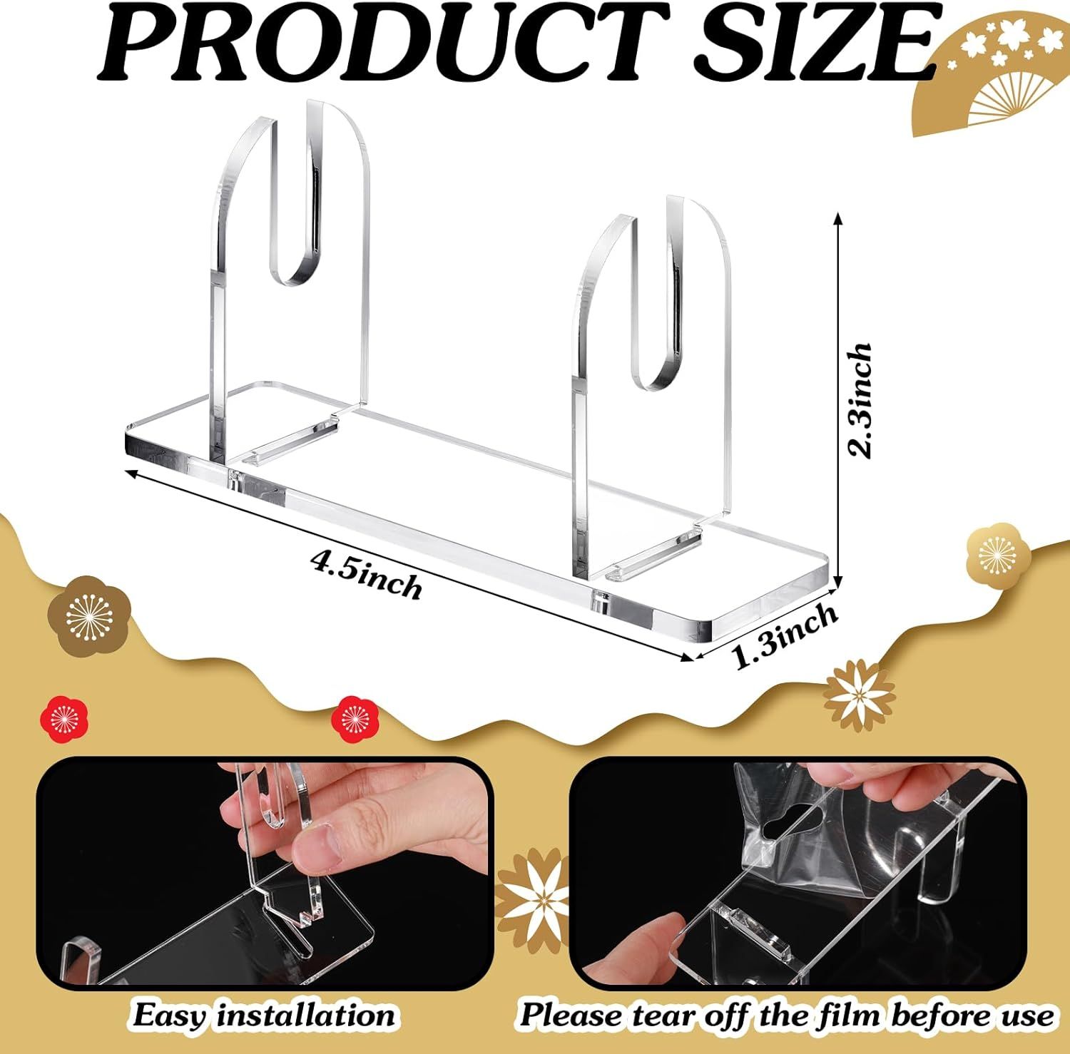 2 Pcs Acrylic Fan Display Stand Folding Clear Fan Holder Easel Japanese Chinese Hand Fan Stand Foldable Handheld Fan Display Stand Base Fan Organizer - Image 3
