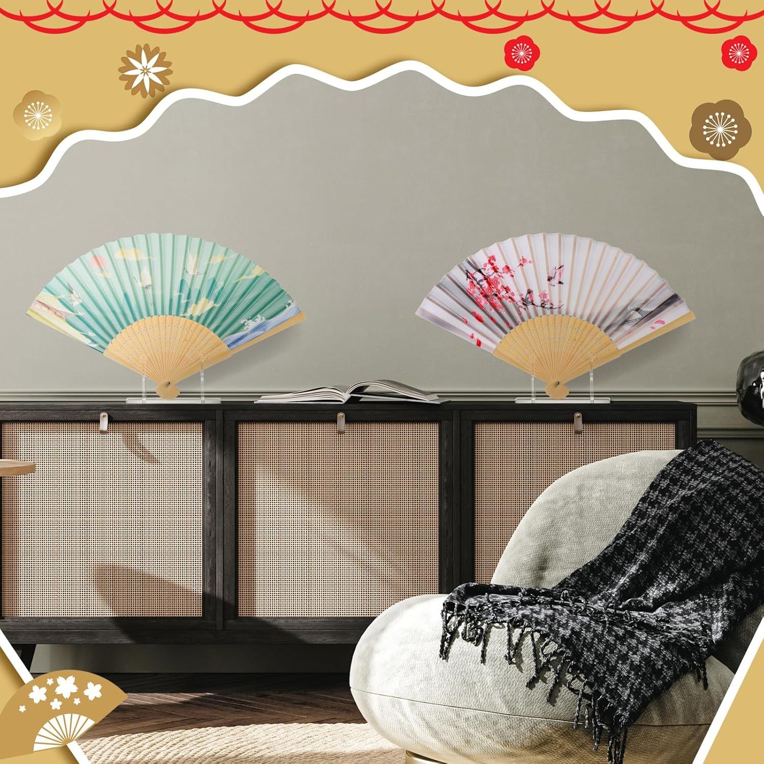 2 Pcs Acrylic Fan Display Stand Folding Clear Fan Holder Easel Japanese Chinese Hand Fan Stand Foldable Handheld Fan Display Stand Base Fan Organizer - Image 6