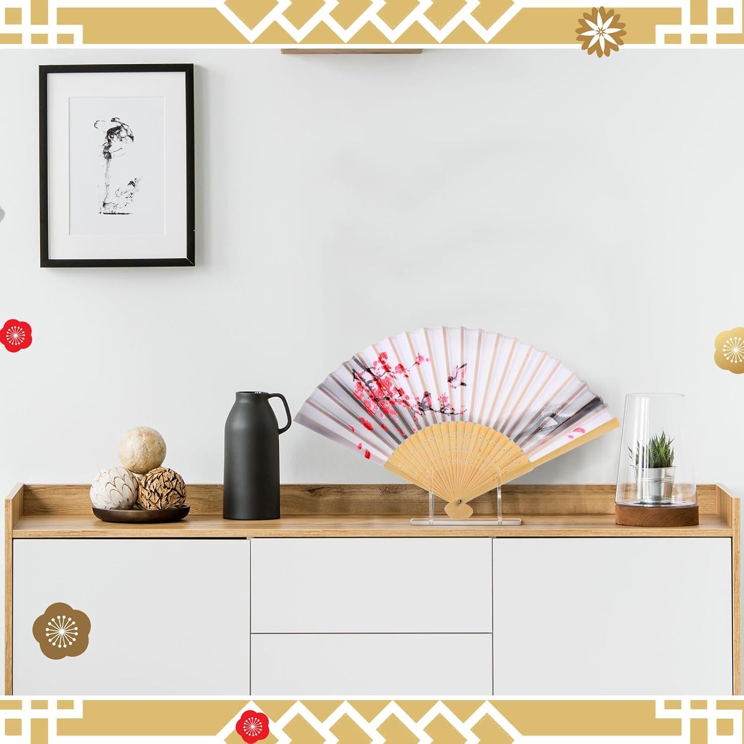 2 Pcs Acrylic Fan Display Stand Folding Clear Fan Holder Easel Japanese Chinese Hand Fan Stand Foldable Handheld Fan Display Stand Base Fan Organizer - Image 7