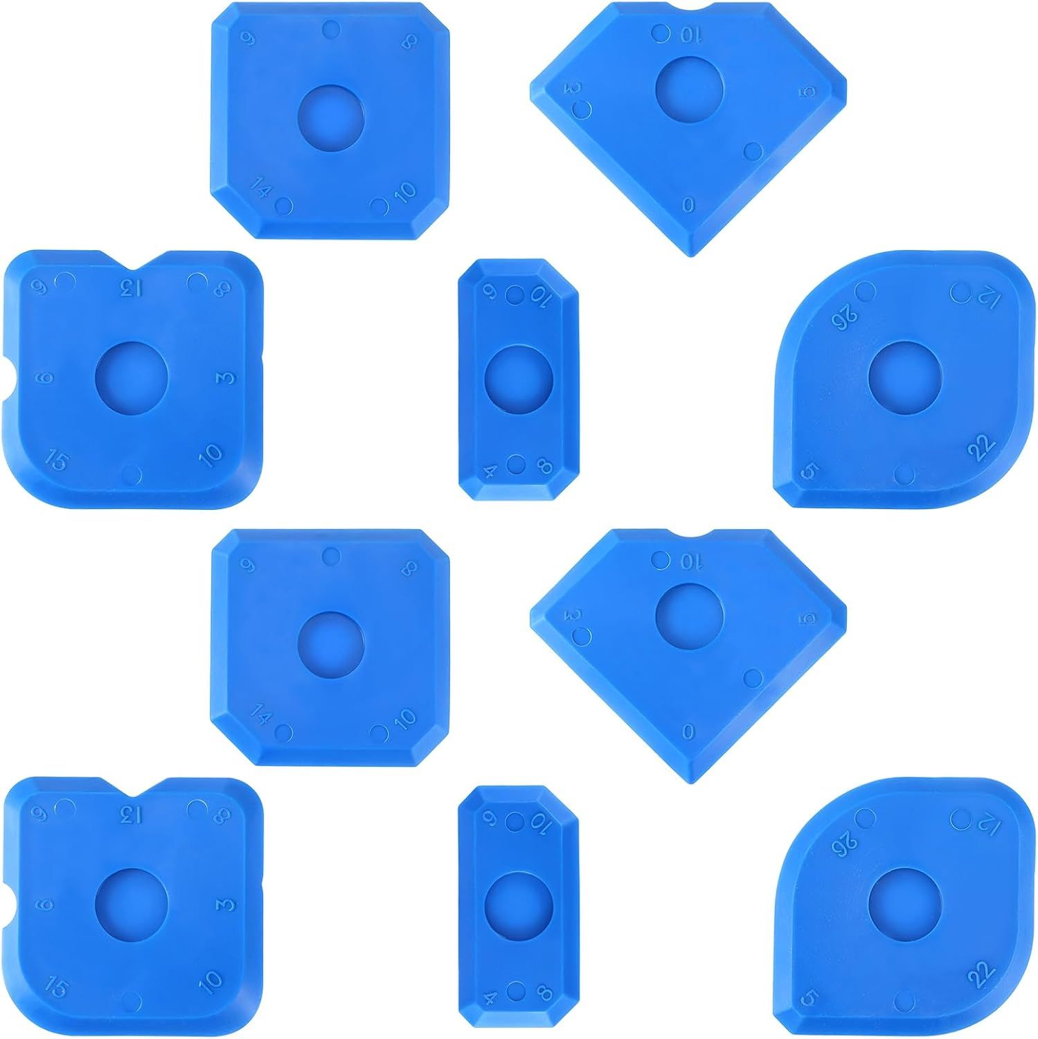 10 PCS Silicone Caulking Tool Set, Sealant Finishing Tool, Caulk Remover Tool, Portable Sealant Scraper, Reuse Grout Scraper for Kitchen Bathroom Floor Window Sealant Sealing Sink (Blue) - Image 1
