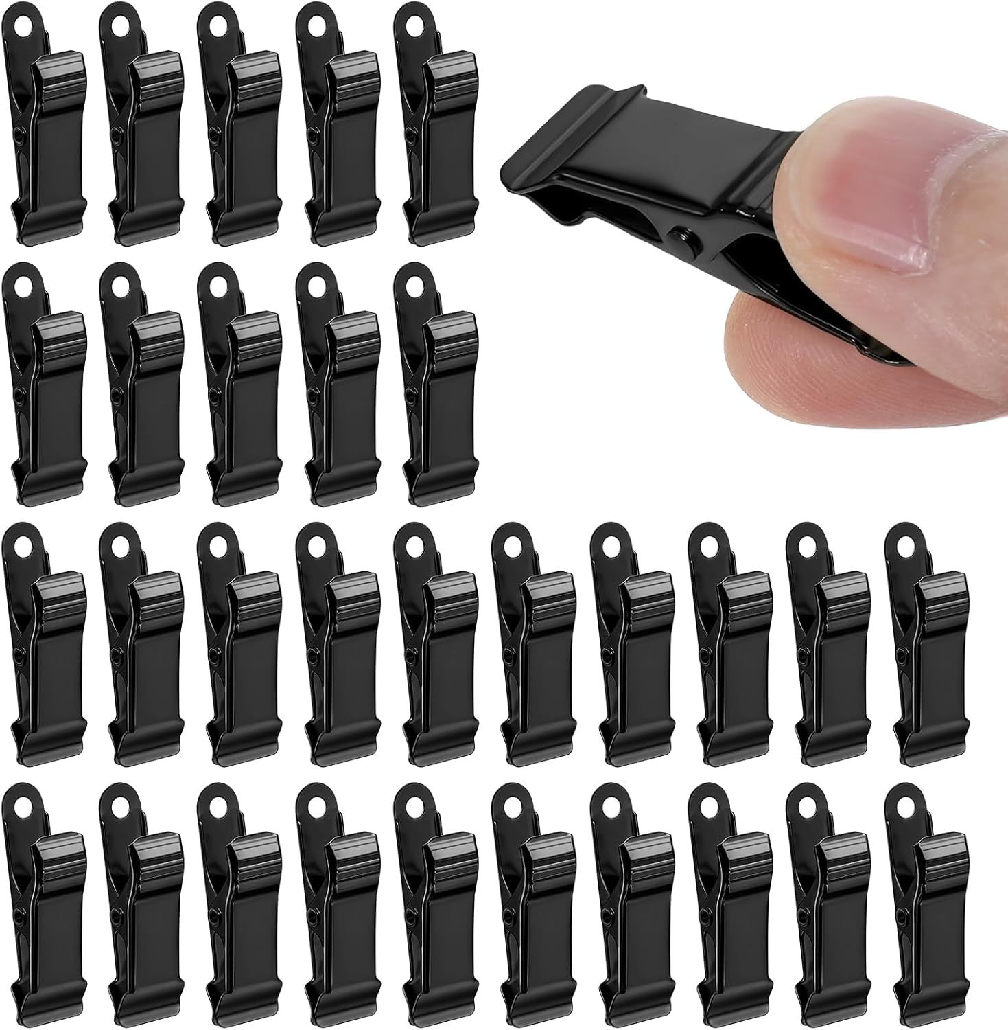 30 PCS Black Mini Clips for Crafts, 1.58 Inch X 0.5 Inch Metal Alligator Clamps, Sturdy Spring Clips, Hanging Crocodile Clips for Wires Photo Snacks Paper Christmas DIY Decoration - Image 1