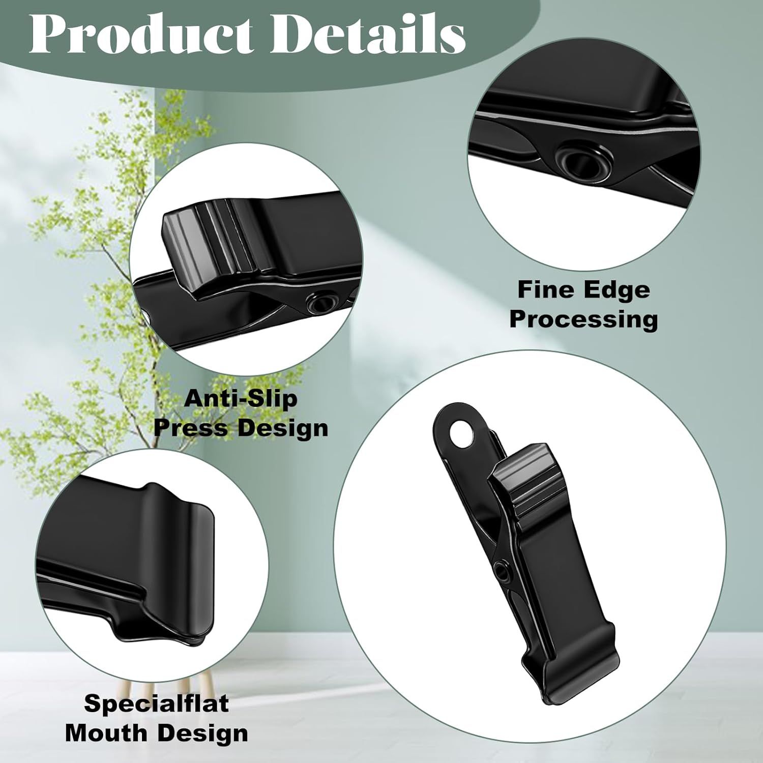 30 PCS Black Mini Clips for Crafts, 1.58 Inch X 0.5 Inch Metal Alligator Clamps, Sturdy Spring Clips, Hanging Crocodile Clips for Wires Photo Snacks Paper Christmas DIY Decoration - Image 4