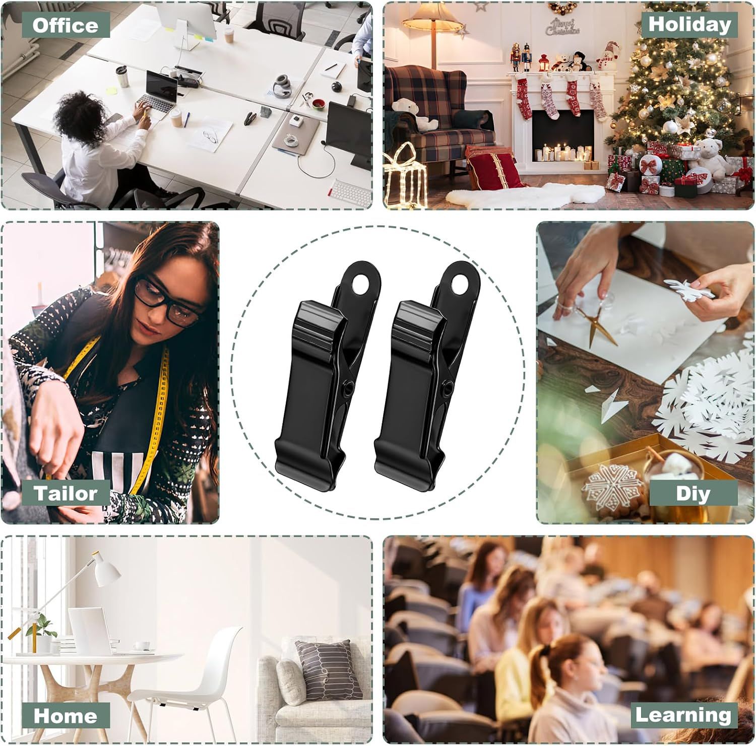 30 PCS Black Mini Clips for Crafts, 1.58 Inch X 0.5 Inch Metal Alligator Clamps, Sturdy Spring Clips, Hanging Crocodile Clips for Wires Photo Snacks Paper Christmas DIY Decoration - Image 5