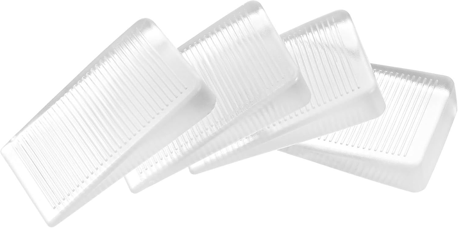 4 Pack Rubber Door Stop, Wedge Thin Door Stoppers for Bottom of Doors Clear Non-Scratching Doorstops Sturdy Stackable Doors Stops for Home Office School - Image 1