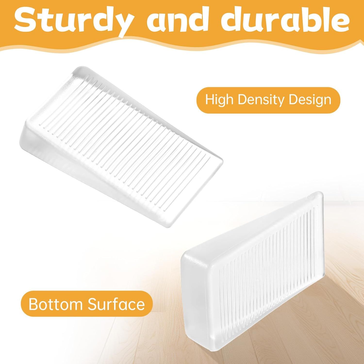 4 Pack Rubber Door Stop, Wedge Thin Door Stoppers for Bottom of Doors Clear Non-Scratching Doorstops Sturdy Stackable Doors Stops for Home Office School - Image 3