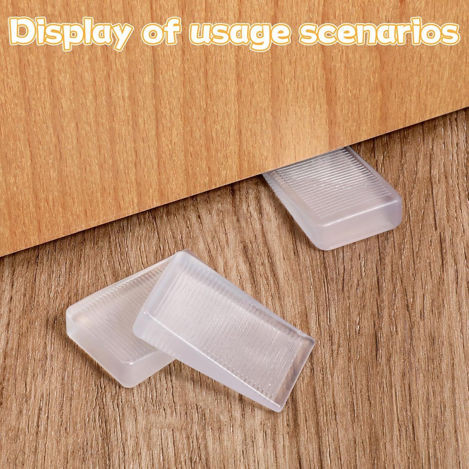 4 Pack Rubber Door Stop, Wedge Thin Door Stoppers for Bottom of Doors Clear Non-Scratching Doorstops Sturdy Stackable Doors Stops for Home Office School - Image 6