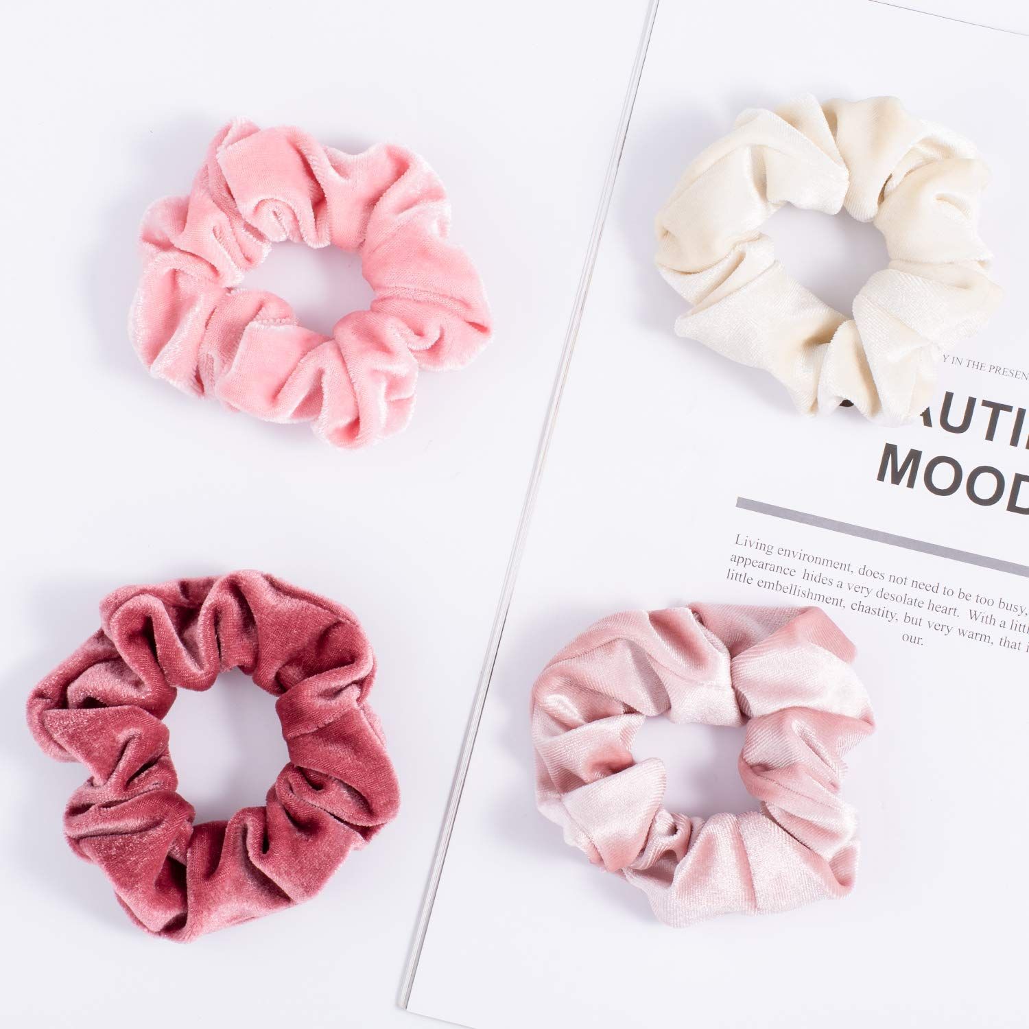12Pcs Blush Theme Scrunchies Velvet Elastics for Women Pink Bobbles Soft Lovers Scrunchy Classic Thick Hair Bands Ties Gifts for Teenage Girls - Image 4