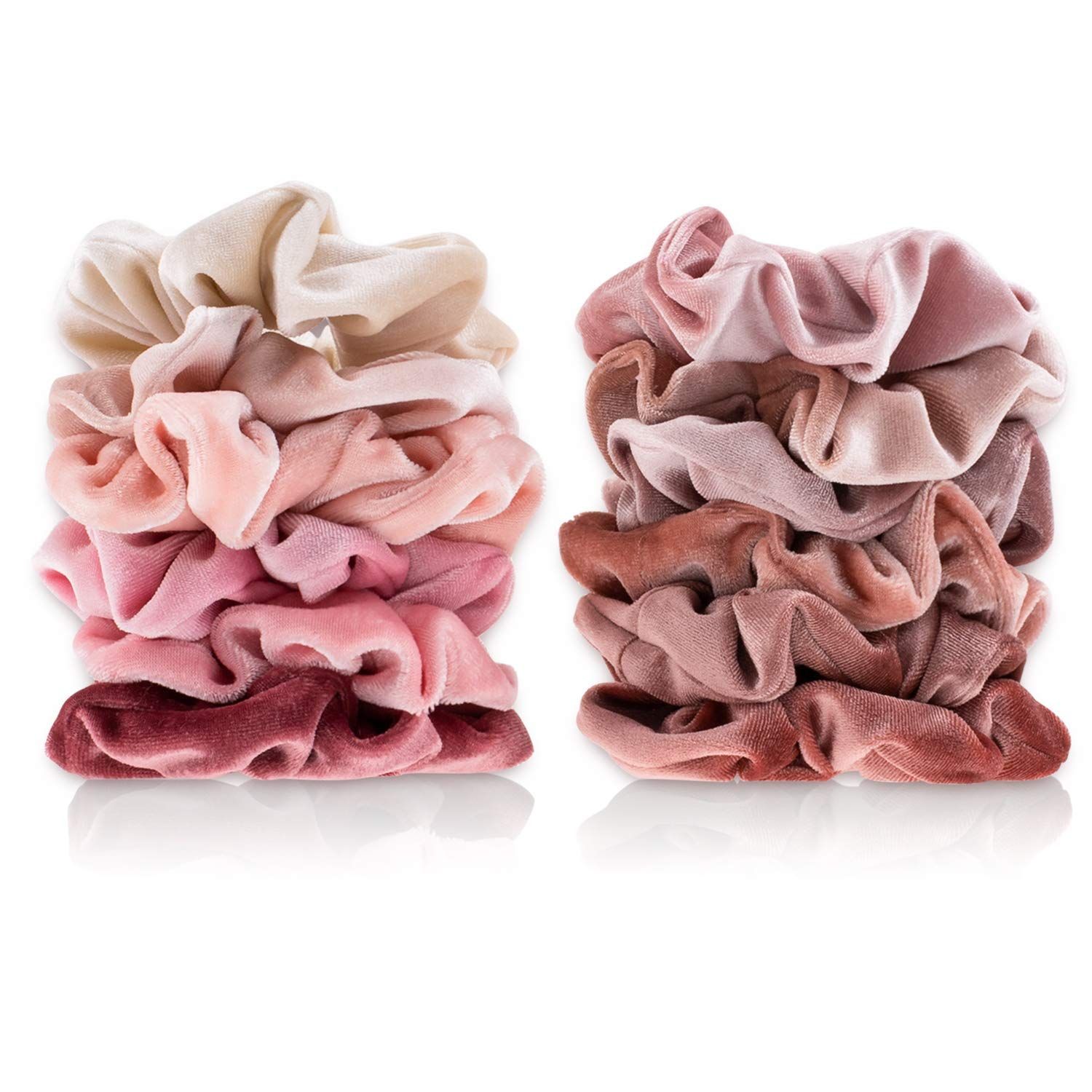 12Pcs Blush Theme Scrunchies Velvet Elastics for Women Pink Bobbles Soft Lovers Scrunchy Classic Thick Hair Bands Ties Gifts for Teenage Girls - Image 7