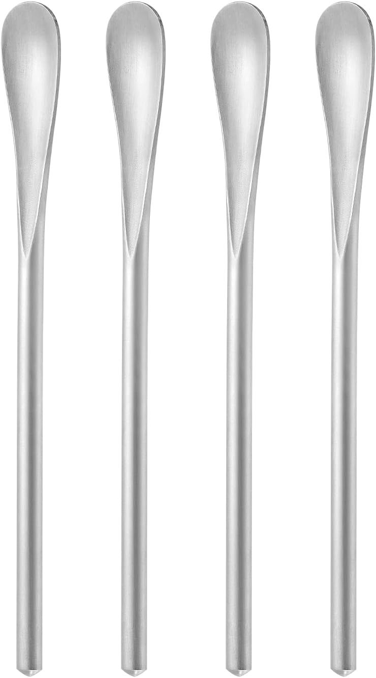 5Inch/12.8cm Coffee Stirrers Spoon,Silver Stainless Steel 304# Coffee Stir Sticks,Round Solid Handle Cocktail Beverage Iced Tea Stirring Stick,Drink Mixing Spoon,Set of 4 - Image 1