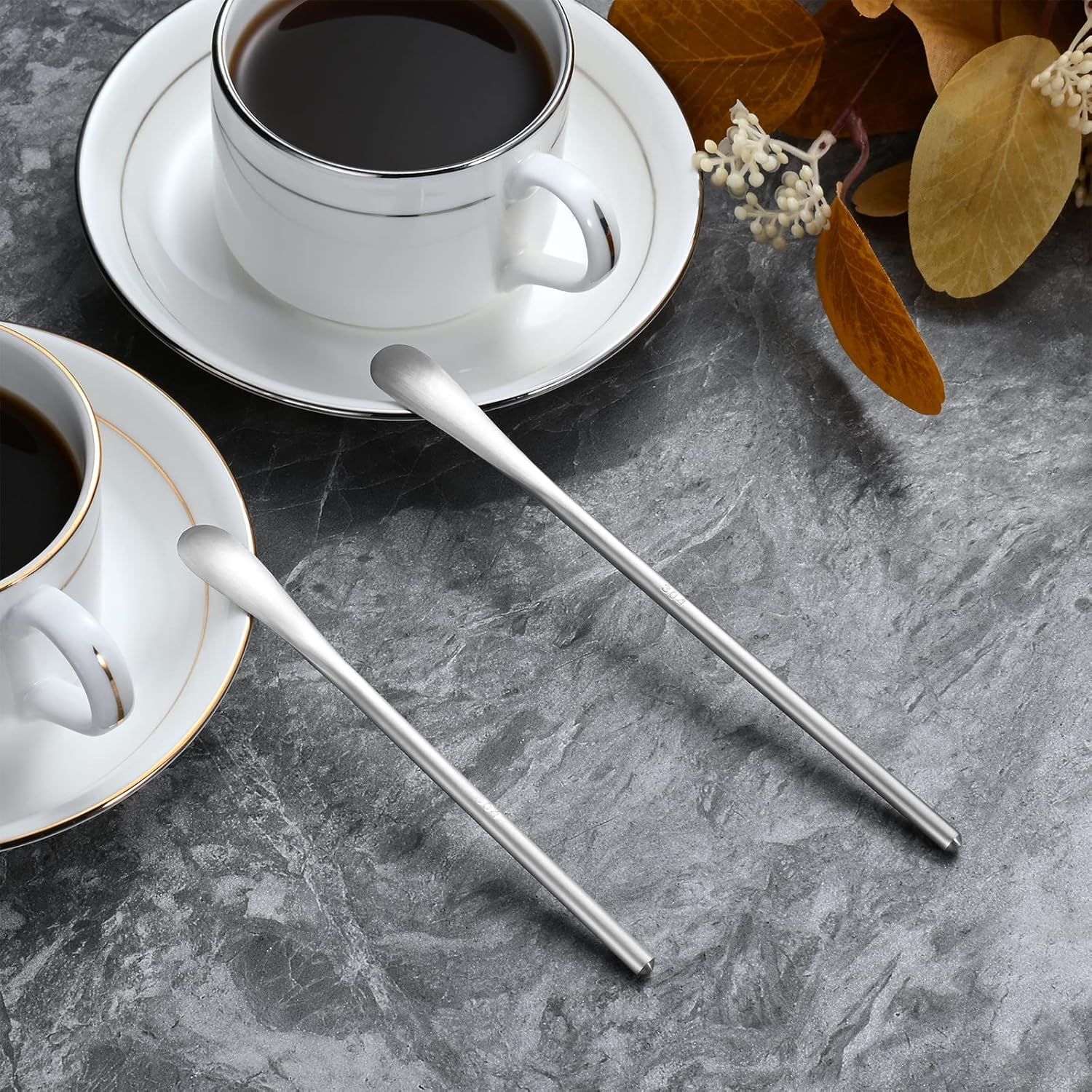 5Inch/12.8cm Coffee Stirrers Spoon,Silver Stainless Steel 304# Coffee Stir Sticks,Round Solid Handle Cocktail Beverage Iced Tea Stirring Stick,Drink Mixing Spoon,Set of 4 - Image 2
