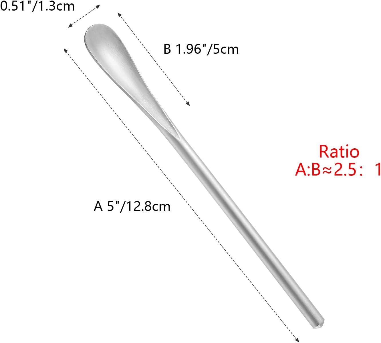 5Inch/12.8cm Coffee Stirrers Spoon,Silver Stainless Steel 304# Coffee Stir Sticks,Round Solid Handle Cocktail Beverage Iced Tea Stirring Stick,Drink Mixing Spoon,Set of 4 - Image 3