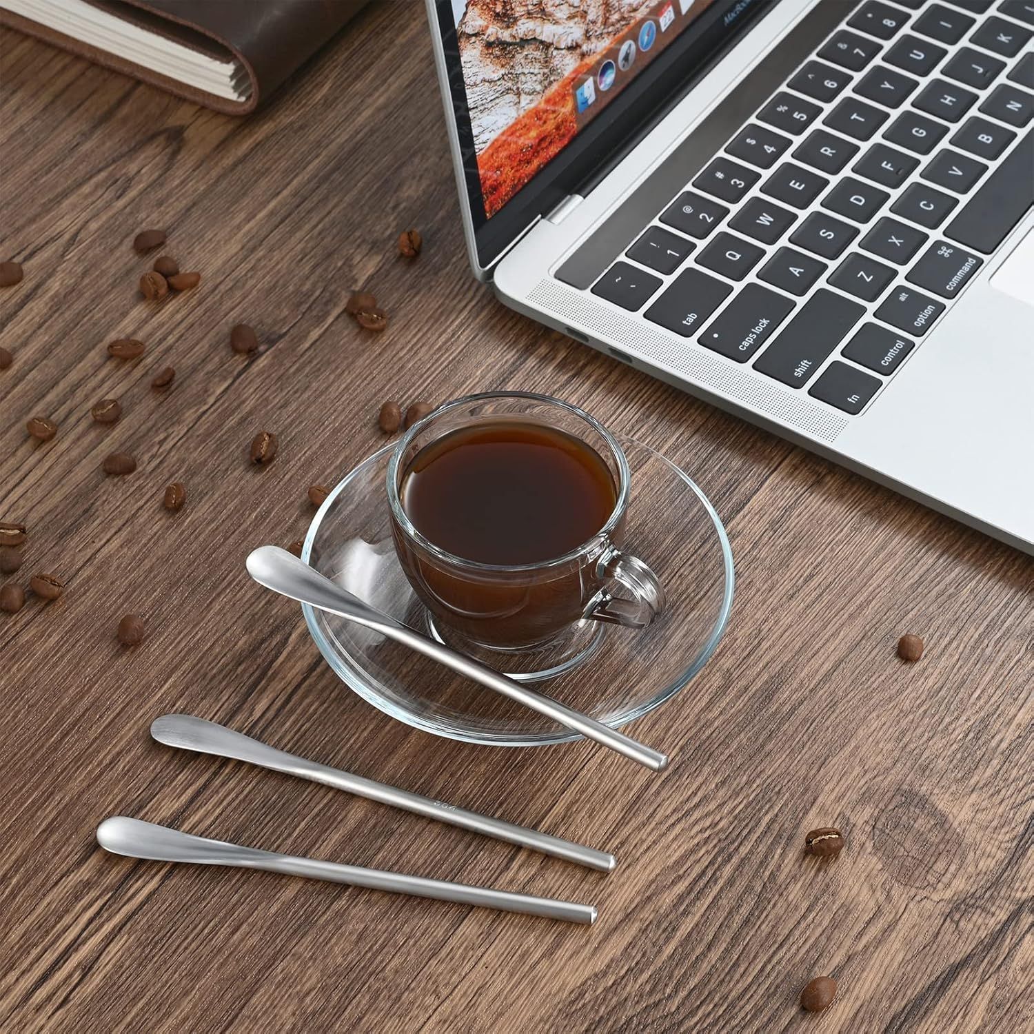5Inch/12.8cm Coffee Stirrers Spoon,Silver Stainless Steel 304# Coffee Stir Sticks,Round Solid Handle Cocktail Beverage Iced Tea Stirring Stick,Drink Mixing Spoon,Set of 4 - Image 5