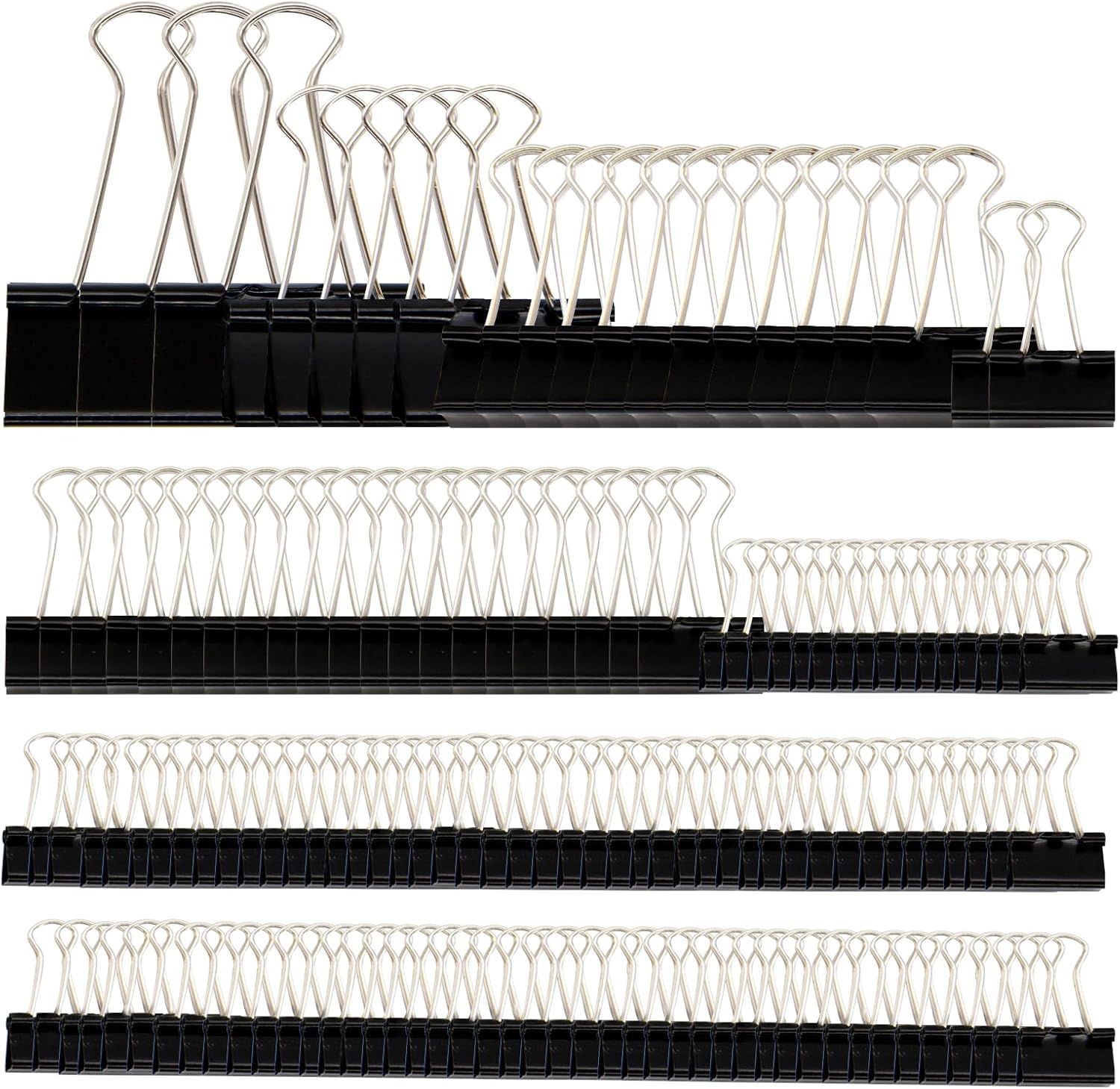 Binder Clips Paper Clamps Assorted Sizes 150 Count (Black), Large, Medium, Small, X Small and Micro, 5 Sizes in One Pack, Meet Your Different Using Needs. - Image 6