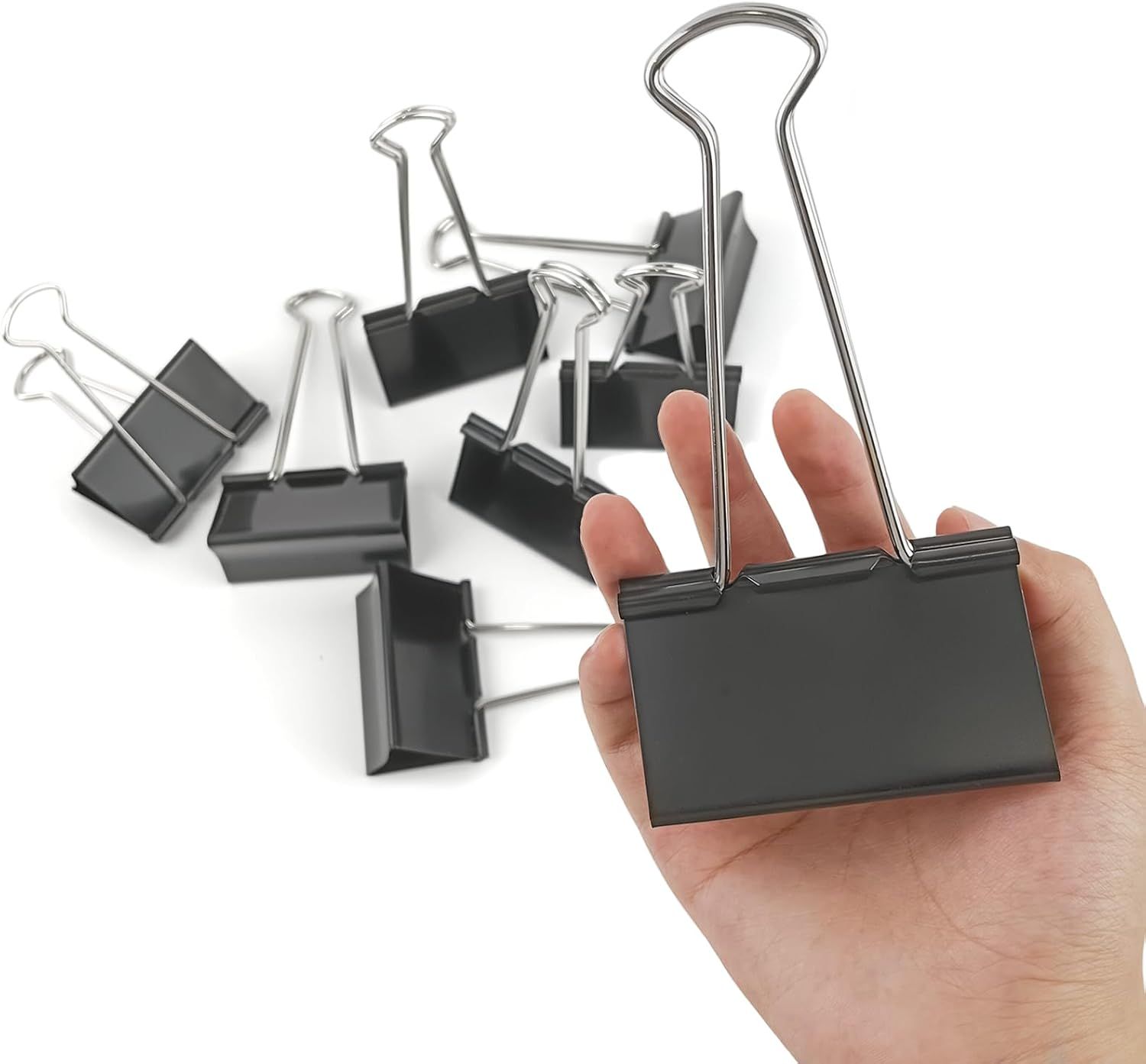 3-Inch Extra-Large  Binder Clips - Heavy-Duty Black Paper Clamps, 75mm Width, 8-Count Set for Office Organization - Image 1