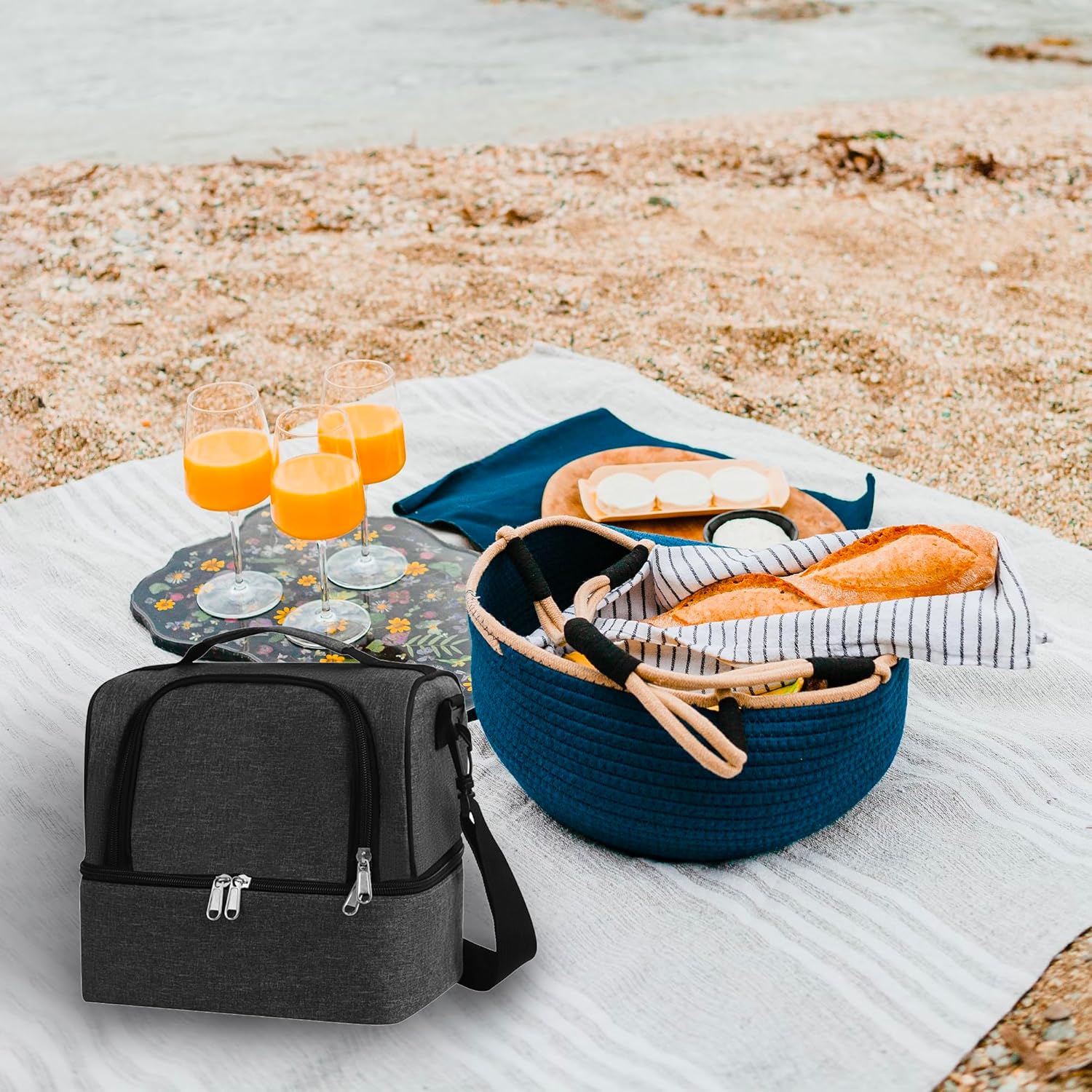 Lunch Bag for Women and Men - Reusable, Leakproof, and Insulated Double Deck Design for Picnic, Hiking, Beach, Work and Office Use - Image 7