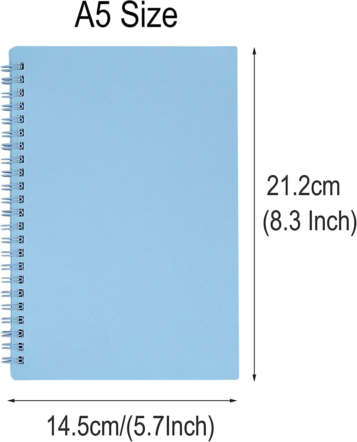 Yansanido Spiral Notebook, 3 Pcs A5 Thick Plastic Hardcover 8mm Ruled 3 Color 80 Sheets -160 Pages Journals for Study and Notes (Light Pink,Light Green,Light Blue, A5 5.7