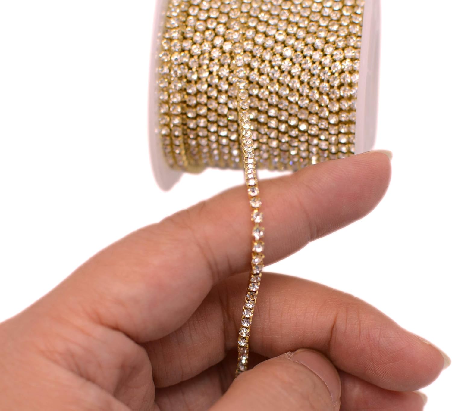 11 Yards 2mm Gold Crystal Rhinestone Close Chain Single Row Trimming Claw Chain Jewelry Crafts DIY (Gold) - Image 2