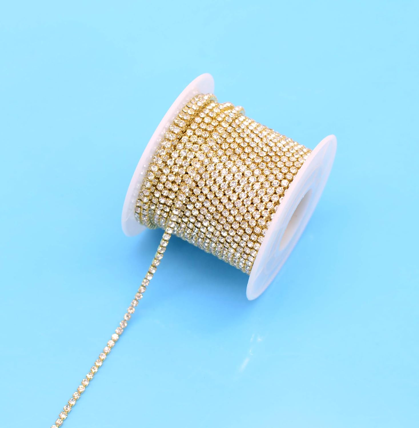 11 Yards 2mm Gold Crystal Rhinestone Close Chain Single Row Trimming Claw Chain Jewelry Crafts DIY (Gold) - Image 4