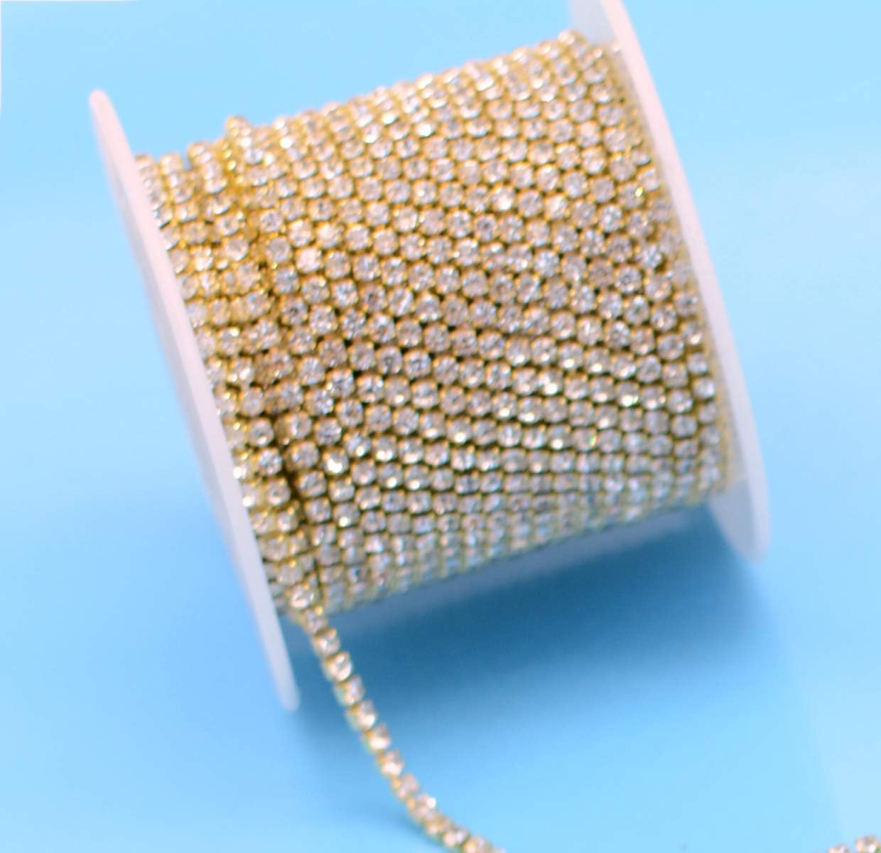 11 Yards 2mm Gold Crystal Rhinestone Close Chain Single Row Trimming Claw Chain Jewelry Crafts DIY (Gold) - Image 5