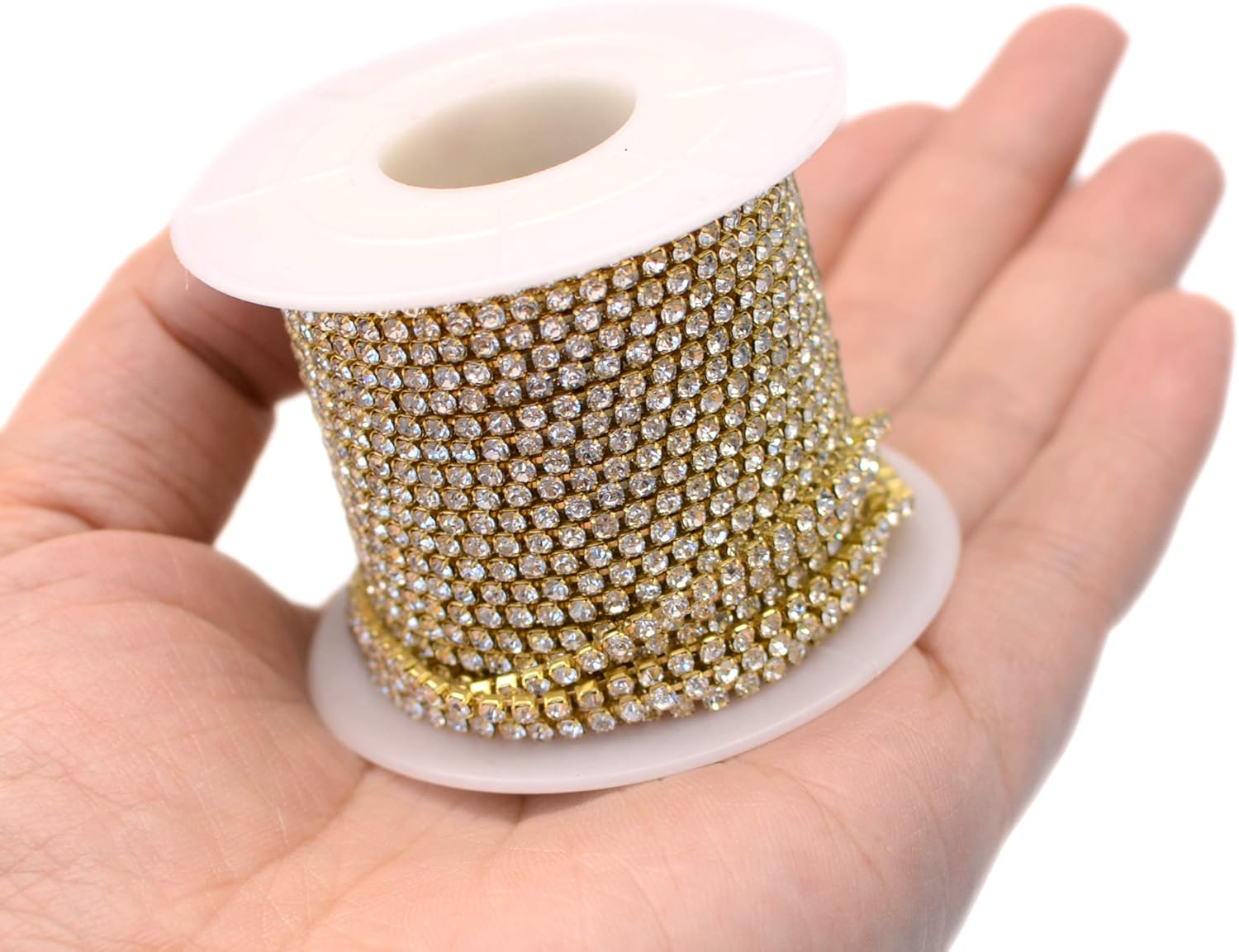 11 Yards 2mm Gold Crystal Rhinestone Close Chain Single Row Trimming Claw Chain Jewelry Crafts DIY (Gold) - Image 6