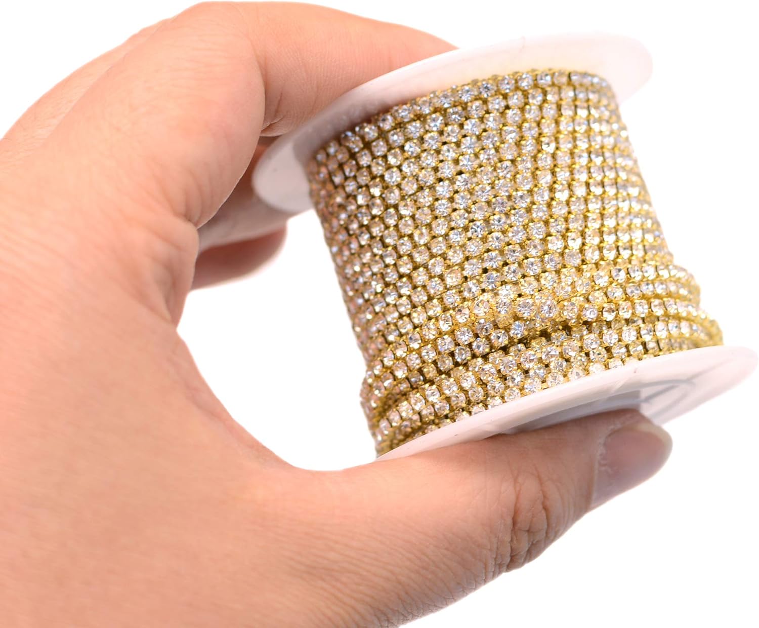 11 Yards 2mm Gold Crystal Rhinestone Close Chain Single Row Trimming Claw Chain Jewelry Crafts DIY (Gold) - Image 7