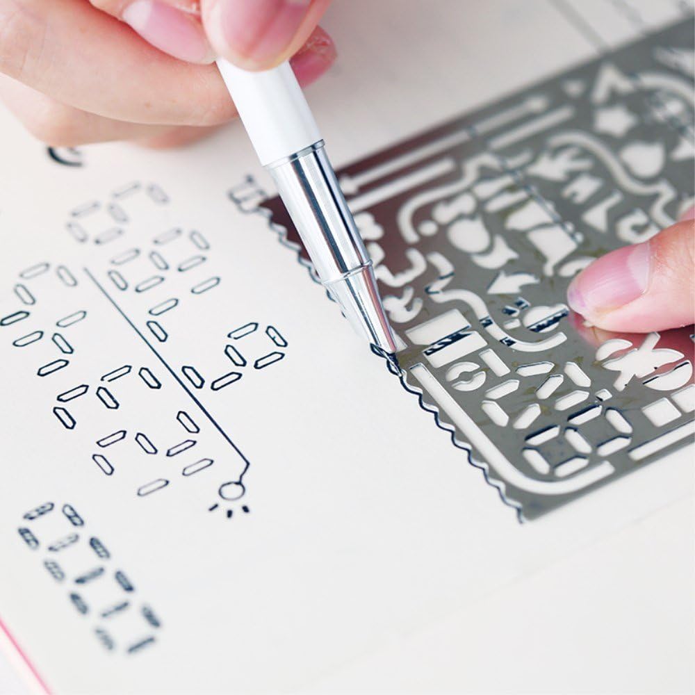 Yansanido Pack of 3 Stainless Steel Drawing Ruler, Painting Stencils, Scale Template Sets, Graphics Stencils, Number Template Ruler for Very Fine Pen Tip - Image 6