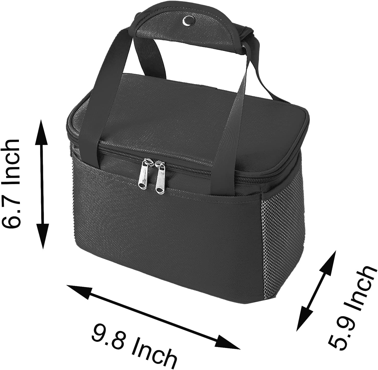 Yansanido 6L Thickened Black Reusable Insulated Lunch Bag for Women and Men Travel Picnic and Lunch Box (Small, Black) - Image 2