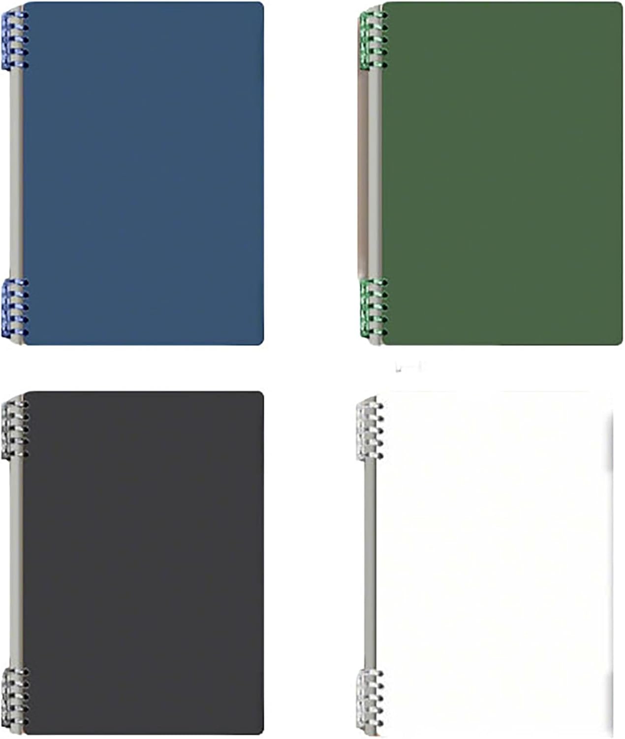 A5 Notebook Spiral Notebook Removable Spiral Binding Plastic Hardcover Journals 80 Sheets /160 Pages Lined Binding NoteBook for Writing Work School Supplies (A5 Grid -Blue Green Black white) - Image 1