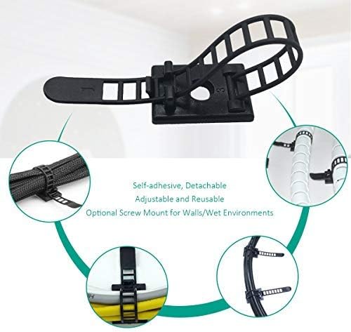 50 Pieces Cable Management Desk Wire Organizer Cable Ties Zip Ties Adhesive Cord Clips Cord Keeper Desk Wire Management - Image 3