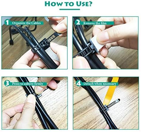 50 Pieces Cable Management Desk Wire Organizer Cable Ties Zip Ties Adhesive Cord Clips Cord Keeper Desk Wire Management - Image 6