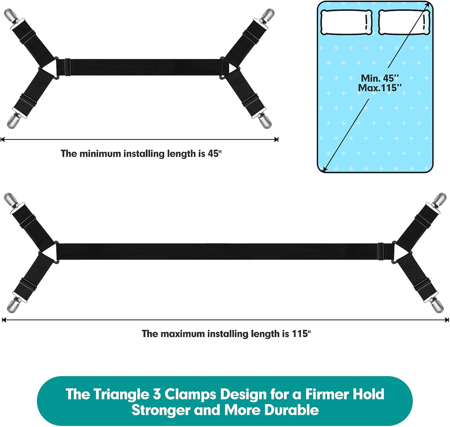 Sheet Keeper Straps Bed Sheet Holder for Corners Bedsheet Stays Suspender Clips Fitted Sheet Holder Garters Fasteners Mattress Clamps - Image 5