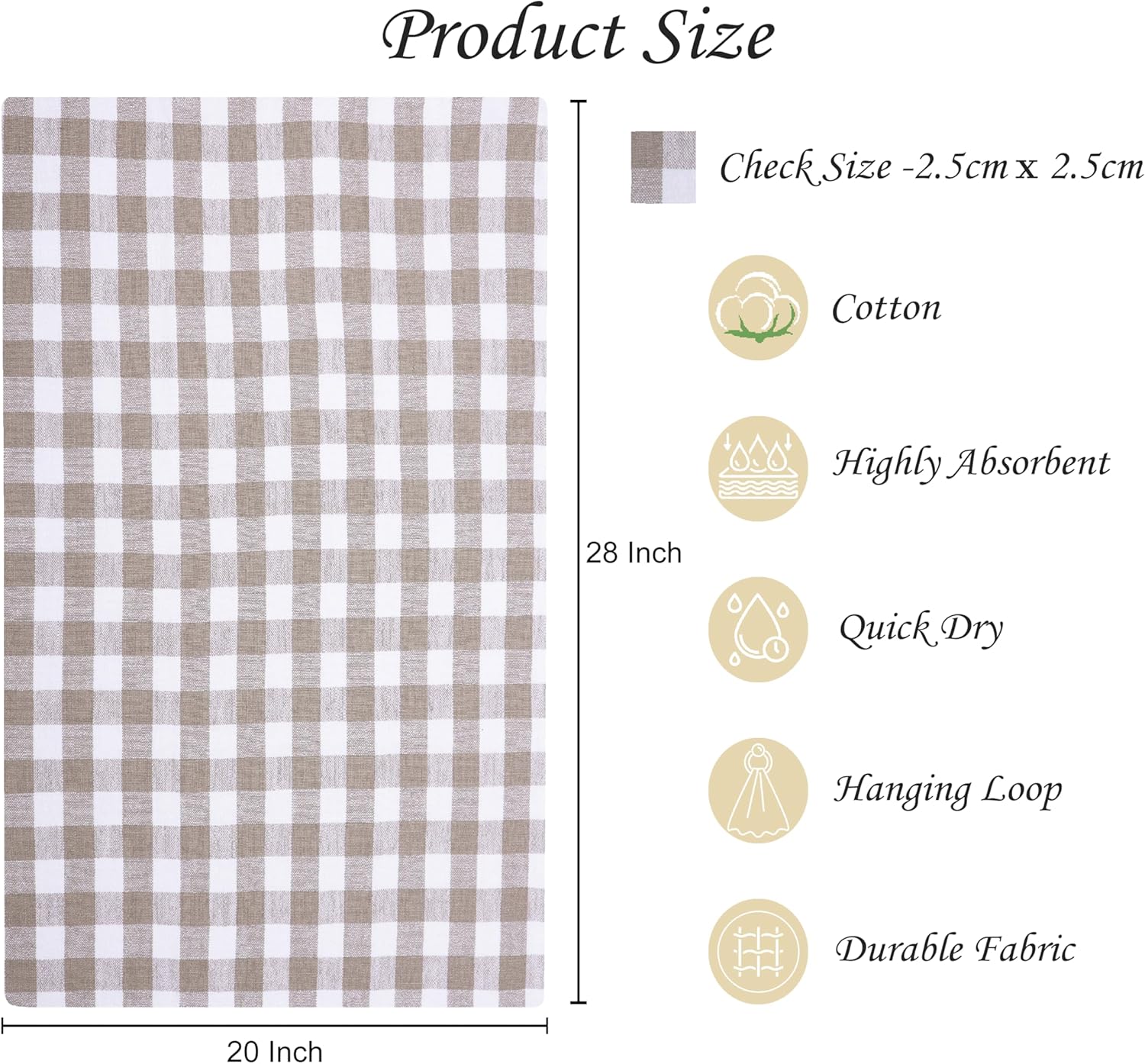 AMOUR INFINI Kitchen Towels Set of 4 Buffalo Checks Beige/White Kitchen Towels 28x20 Inches 100% Cotton Highly Absorbent Kitchen Towels Premium Quality Ultra Soft Mitered Corners KitchenTowels - Image 7