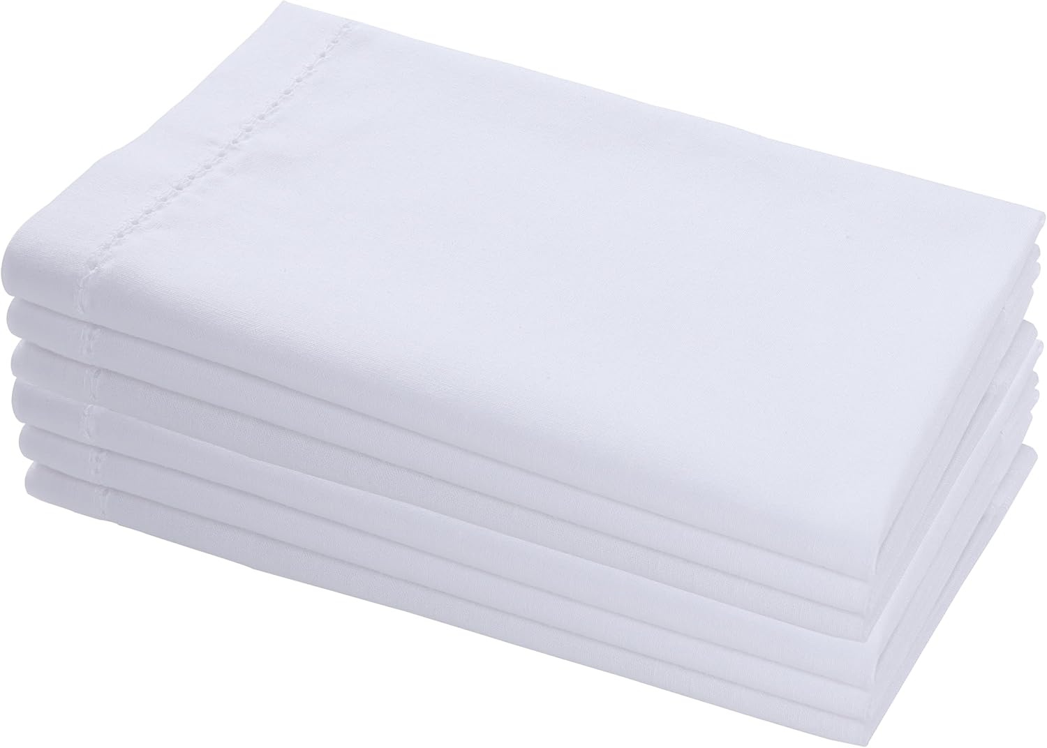 AMOUR INFINI Hemstitched-Flax Linen Cotton -White Napkins Set of 6 - Soft Dinner Napkins with Hemmed Edges, Hotel Quality 20 x 20 Inch for Home Dining, Table Decor - Image 1