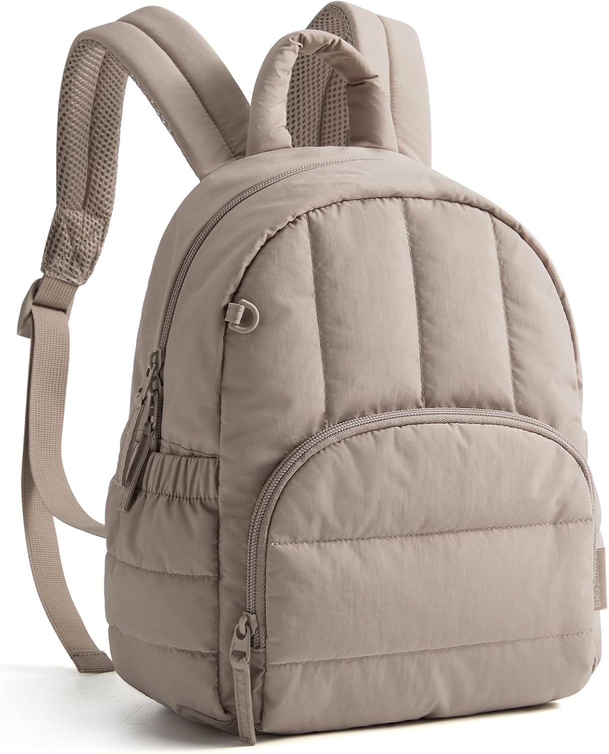 Mini Backpack for Women, Lightweight Puffer Small Backpack Purse, Quilted Casual Travel Daypack, Cute Water-Resistant Bookbag for Daily, Brown - Image 1