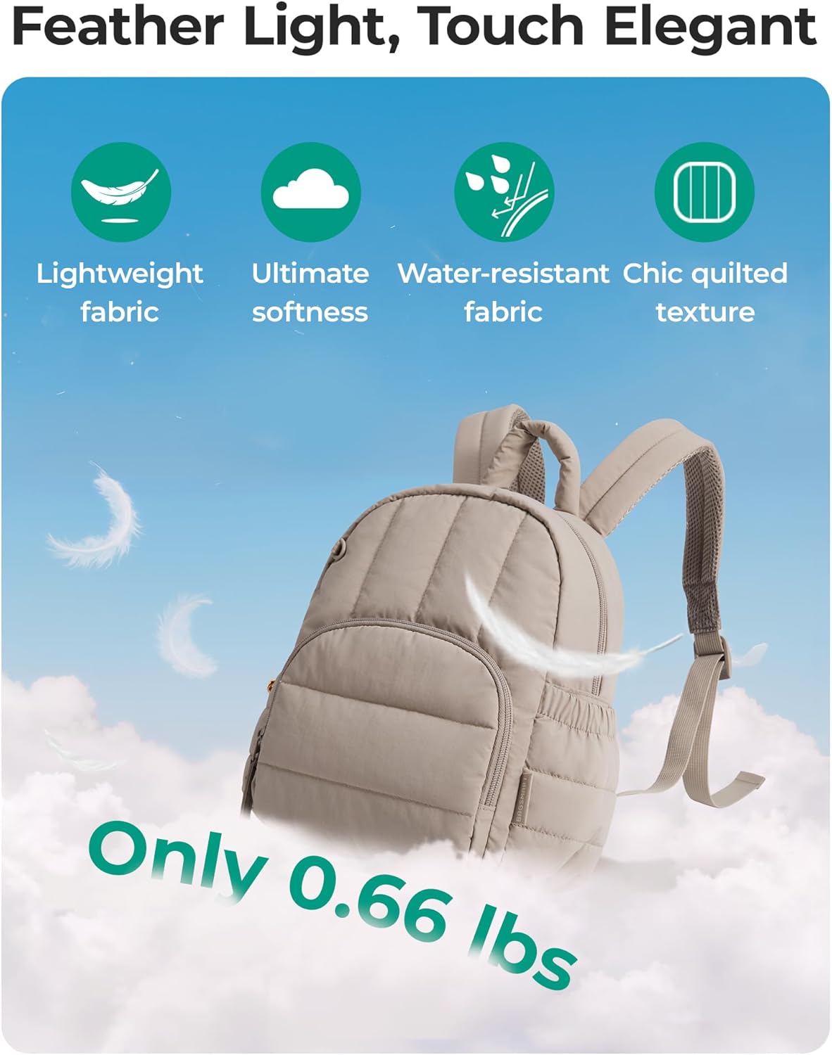 Mini Backpack for Women, Lightweight Puffer Small Backpack Purse, Quilted Casual Travel Daypack, Cute Water-Resistant Bookbag for Daily, Brown - Image 2