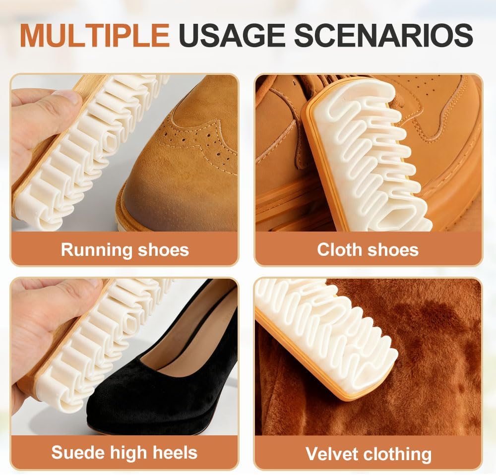 Suede Shoe Brush, Rubber Polish Eraser with Soft Bristle Brush for Suede Cleaner and Nubuck Brush (2 pcs) - Image 4